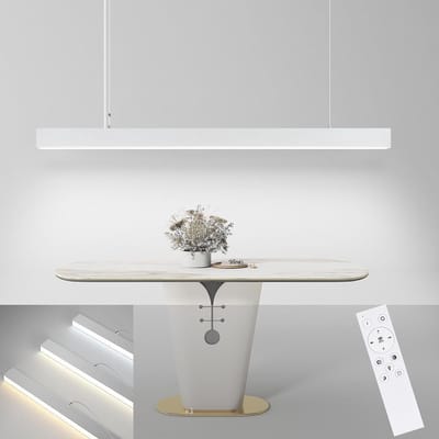 NETTLIFE LED Hanglamp - Moderne - Wit - 3000-6500K Dimbaar - 150CM In Hoogte Verstelbaar Hanglamp - Lineair Ontwerp - Met Afstandsbediening - voor Eetkamer | Woonkamer | Kantoor
