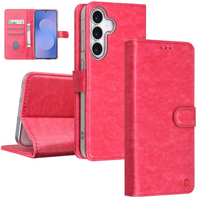 TUNIQ telefoonhoesje voor Samsung Galaxy S25 FE - met kaarthouder voor 3 kaarten - Hot Roze