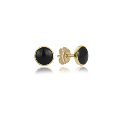 Zwarte Steen Elegante Oorknop Gold Plated (925 sterling zilvergehalte) Oorbel Trendy Minimalistisch Oorknop Combi Bedel Goudkleurig Dames Meisje | Cadeau Voor Vrouw
