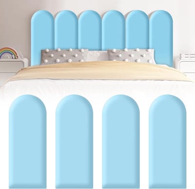 3D Wandpanelen voor Kinderen, Zelfklevende Wandbekleding, Anti-Collisie Wandkussen voor Slaapkamer en Kinderkamer, 40 x 20 cm, Blauw, Veilig en Comfortabel