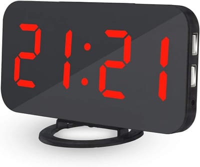 LED Digitale Draagbare Spiegel Wekker met 6.5" Display en 3 Dimmen Modus voor Slaapkamer en Kantoor