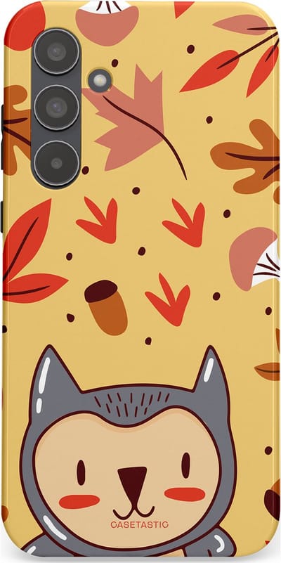 Casetastic hoesje geschikt voor Samsung Galaxy A55 - Dubbellaagse bescherming - Uil in het woud - Fashion Case - Goud Terracotta Zand Rood