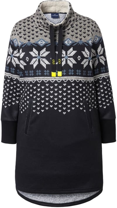 Laurasøn - Dames - Noorse gebreide fleece jurk lange mouw opstaande kraag - Grafiet - Maat 48+