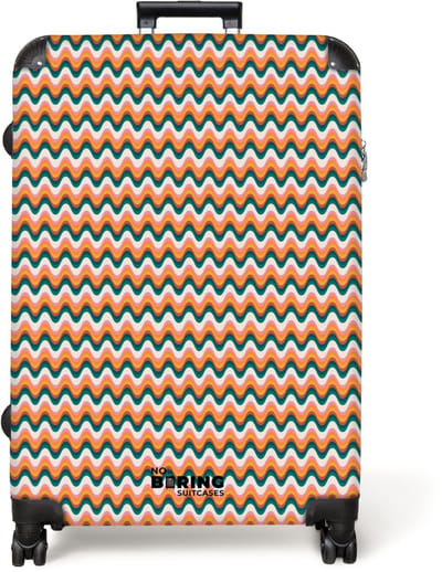 NoBoringSuitcases.com® - Koffer groot - Reiskoffer lichtgewicht - Retro disco wave patroon kleurrijk - Rolkoffer met 4 wielen - Grote trolley XL - 98 liter bagage