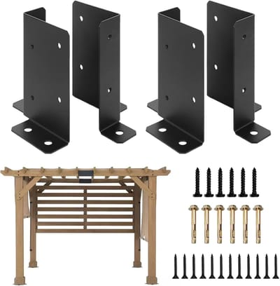 Paal Beugel - Verstelbare Paal Basis - Schutting Terras Pergola - Vierdelige Afdekmontage - 14x14x9 cm