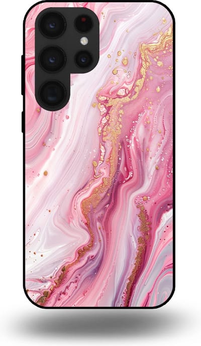Smartphonica Telefoonhoesje geschikt voor Samsung Galaxy S23 Ultra met marmer opdruk - TPU backcover case marble design - Roze geschikt voor Samsung Galaxy S23 Ultra