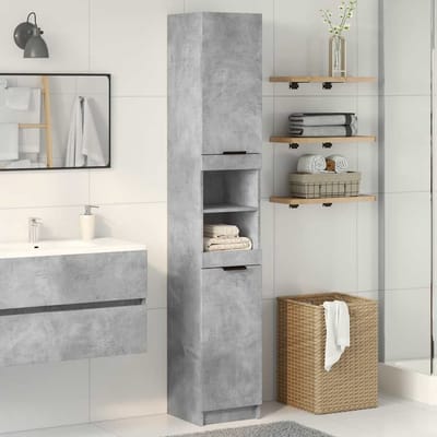 vidaXL - Badkamerkast - 32x34x188,5 - cm - bewerkt - hout - betongrijs