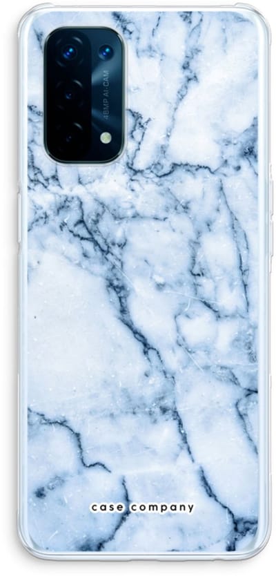 Case Company® - Hoesje geschikt voor Oppo A74 5G hoesje - Blauw marmer - Soft Cover Telefoonhoesje - Bescherming aan alle Kanten en Schermrand