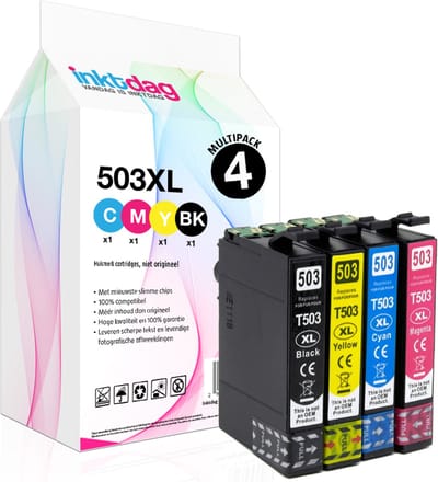 Inktdag inktcartridges voor Epson 503XL, Epson 503 multipack van 4 kleuren (Epson 503xl zwart *1, Epson 503xl C/M/Y *1) voor Epson Expression Home XP-5200 XP-5205 XP5200 XP5205, Workforce WF-2960 WF-2965 WF2960 WF2965 WF-2960DWF WF-2965DWF Printers
