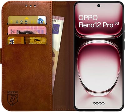 Rosso Element Geschikt voor Oppo Reno 12 Pro | Wallet Book Case | Portemonnee Hoesje | 3 Pasjes | Magneetsluiting | Stand Functie | Bruin