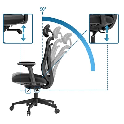 Bureaustoel / draaistoel Vivadapt Netstof / Zitting Stof zwart hjh OFFICE