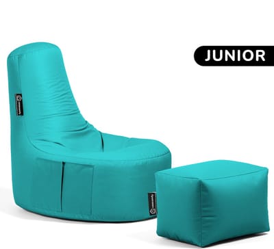 Casacomfy Gamer Junior - Zitzak met Voetbankje - Kinderen - Waterbestendig - Binnen & Buiten - Aquablauw