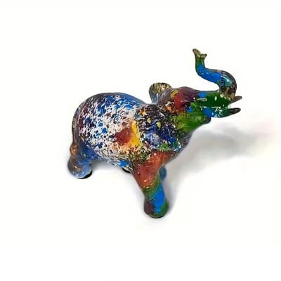 Mauropet® – Geluks Olifant “Painted” | Verfspetter Design | Kleurrijk Beeldje | Decoratie & Cadeau
