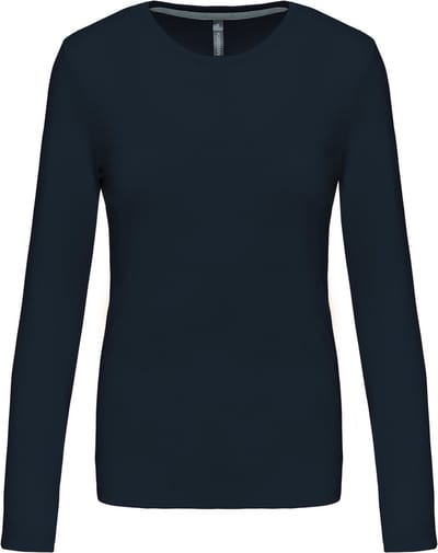 Kariban Dames T-shirt ronde hals lange mouwen K383 - Navy - L