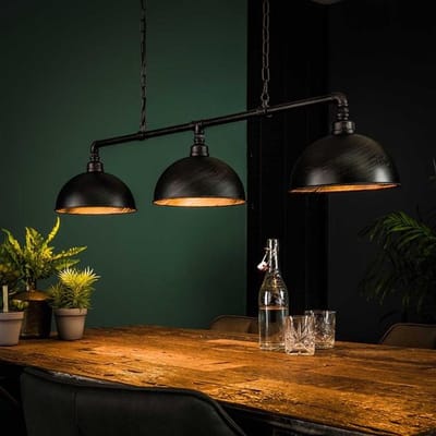 PS-Collection Industrial Tube Halfronde Kap Hanglamp - 118x25x150 cm - Zwart - Metaal - hanglampen eetkamer, hanglamp zwart, hanglampen woonkamer, hanglamp slaapkamer, hanglamp kinderkamer, hanglamp rotan, hanglamp hout, hanglamp industrieel