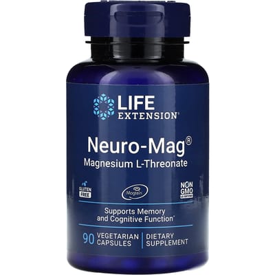 Life Extension - Neuro-Mag® Magnesium L-Threonaat / L-Threonate - Magtein® - 667 mg - 90 Vegan Capsules - Voedingssupplementen