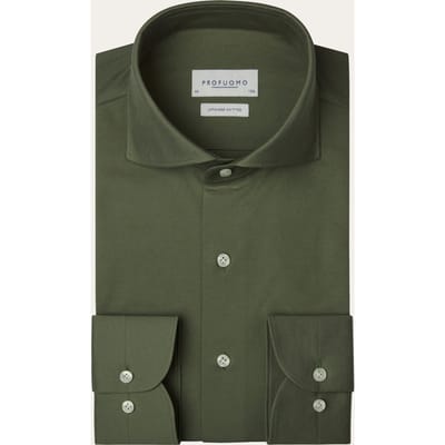 Profuomo Profuomo Overhemd Japanse Knitted Green  40