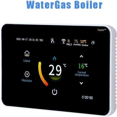 TechU™ Slimme Thermostaat Trust – Zwart met Witte rand – Alleen voor CV-ketel – App & Wifi – Google Home & Alexa – IFTTT – Persoonlijk programma instelbaar