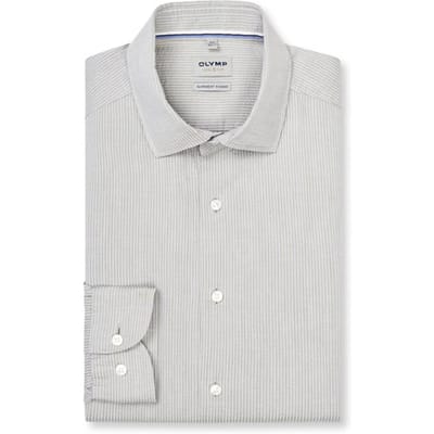 OLYMP Level Five garment washed Overhemd, Body Fit, Kent, Olijfgroen