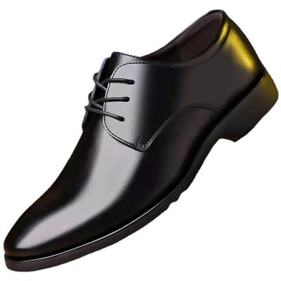 Lente en Herfst Brits Casual Zakelijk Formeel Leren Schoenen Herenschoenen Verhogende Enkele Schoenen Schoenen Casual Schoenen Pak 42 zwart