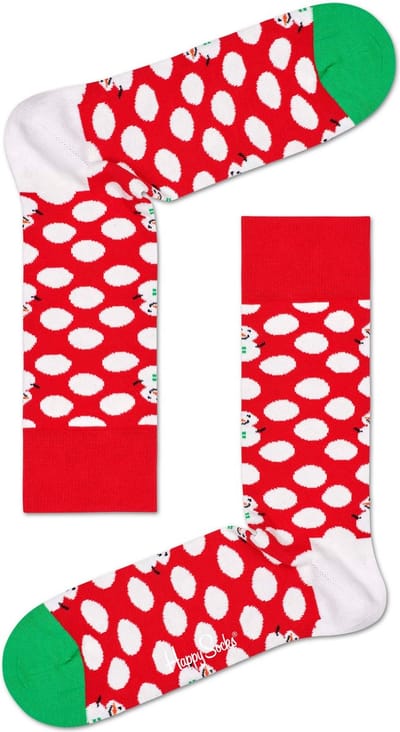 Happy Socks Big Dot Snowman Sock - rood - Unisex - Maat: 41 - 46