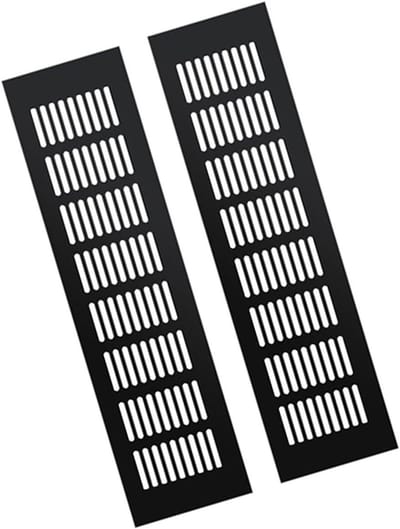 Ventilatierooster Set - Luchtgaten Afdekking - Kasten Ventileren - Regenbestendig Ontwerp - 80x400mm 2 Stuks - Zwart