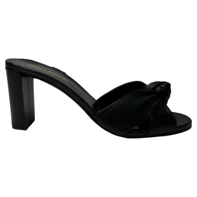 Saint Laurent Bianca Slide Sandalen in Zwart Leder
