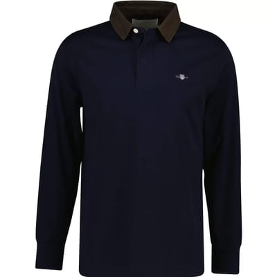 Gant Rugger Shield Corduroy Polo Marineblauw - Maat M - Heren - Longsleeve polo