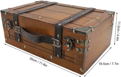 Dailygoods- Opbergdoos Vintage - Decoratieve Koffer - Synthetisch Hout - Stevige Sloten - Multifunctioneel - Afmetingen 30 x 19,5 x 11,2 cm - Opbergkoffer
