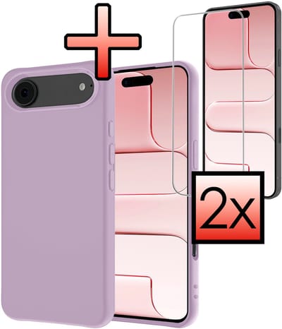 Hoesje - Met 2x Screenprotector - Geschikt voor Apple iPhone Air - Sterk & Shockproof - Back Cover - Siliconen Case - Telefoon Hoes - Lila
