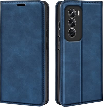 MobyDefend Hoesje - Geschikt voor Oppo Reno12 Pro - Luxe Wallet Bookcase (Magnetische Sluiting) - Blauw