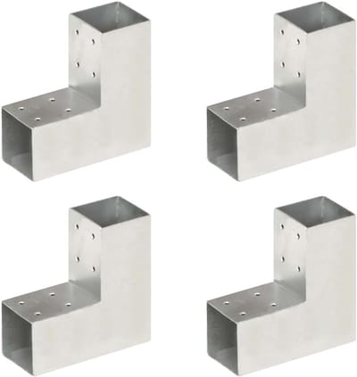 Paalverbinder L-vorm - Hoekverbinder Metaal - Hekken Monteren - Voorgeboorde Gaten - 71 x 71 mm - Zilver