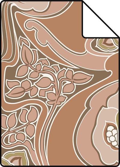 Proefstaal ESTAhome behang vintage bloemen in art nouveau stijl terracotta roze - 26.5 x 21 cm - 139570-S