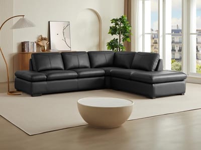 Vente-unique Hoekbank van leer ONYX II - zwart - hoek rechts