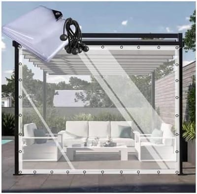 Pergolagordijnen Doorzichtig - Dekzeil Zijpanelen - Terras Beschermen - Hitteverzegelde Randen - 2 x 2.8 m - Transparant