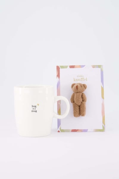Zusss Cadeauset Ansichtkaart En Theemok - Verjaardag - Cadeau Dames Keramiek Wit