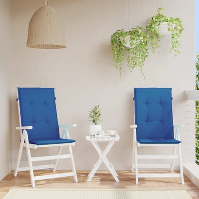vidaXL - Tuinstoelkussens - 2 - st - hoge - rug - 120x50x3 - cm - stof - koningsblauw