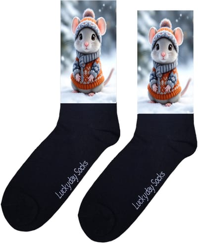 Muis - Opkikker - Grappige sokken - Valentijns cadeau - Verjaardag cadeau - Sint cadeau - Leuke sokken - Sneeuw - Natuur - Vrolijke sokken - Cadeautje - Grappige cadeau - Kerstsokken - Vaderdag - Moederdag - Socks maken Happy - 37-44