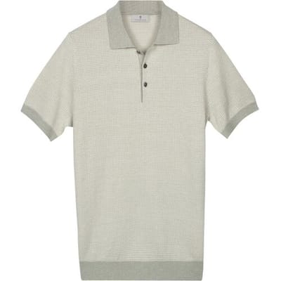 Thomas Maine Polo Fine Allover Pattern Merinowool Linnen Soft Green / male