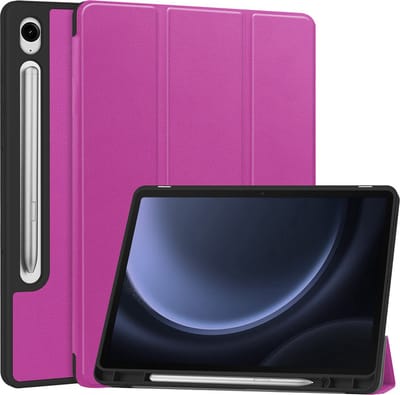 Hoesje - Geschikt voor Samsung Galaxy Tab S9 FE - Dun & Stevig - Hard Cover Case - Trifold Bookcase Hoes - Met Uitsparing Geschikt voor S Pen - Hardcover Book - Tablethoes - Paars