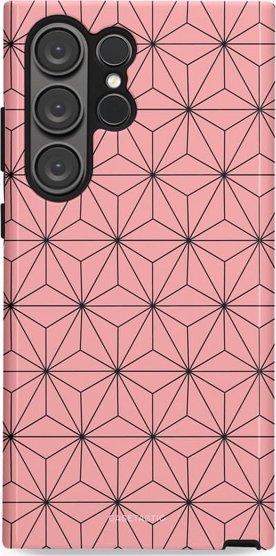 Casetastic Hoesje Geschikt voor Samsung S23 Ultra - Stijlvolle Beschermende Duo-layer Case - Roze Zwarte Fashion Paris Patroon