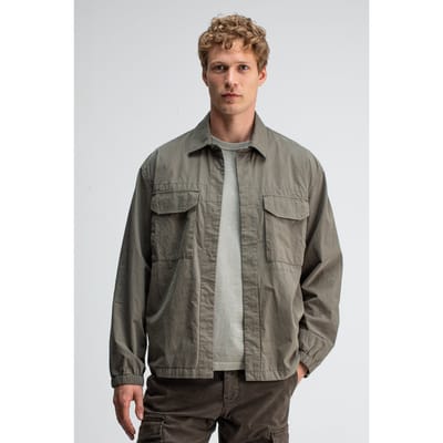 Butcher of Blue Dan Cotton Overshirt Dk. Granite Green Size: S | Casual Shirts Outlet | Heren | Grijs