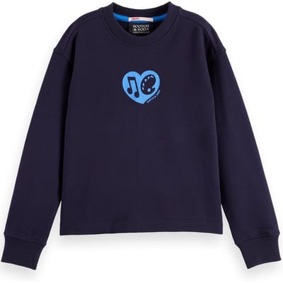 Scotch & Soda Girl Relaxed-fit Sweatshirt With Front And Back Artwork Sky Taglia: 4 | Maglioni Outlet | kids | Bianco