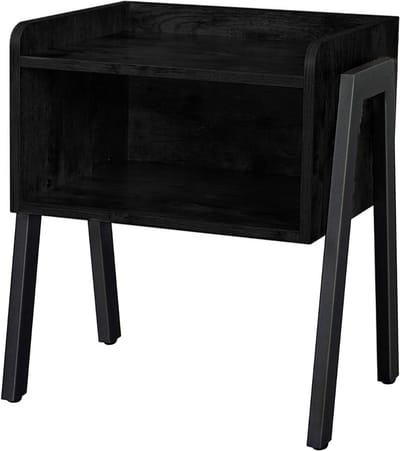 Hoppa! Bijzettafel nachtkastje - Zwart - Hout - 46 x 35 x 52 cm (B x D x H)