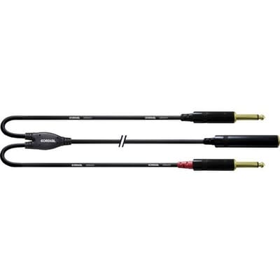 Cordial CFY 0,3 KPP Audio Y-adapter [1x Jackplug female 6,3 mm - 2x Jackplug male 6,3 mm] 30.00 cm Zwart