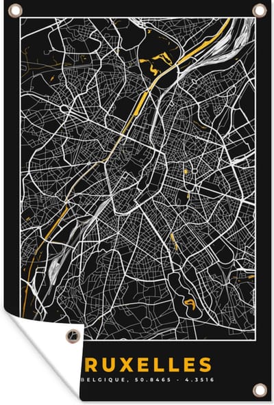 Tuindecoratie Brussel - Stadskaart - Goud - Kaart - Plattegrond - 40x60 cm - Tuinposter - Tuindoek