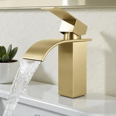 CECIPA Max Wastafelkraan - Badkamerkraan - Watervalkraan - Lavabokraan - RVS - Mengkraan - Warm en Koud - Voor Moderne Badkamer - Goud