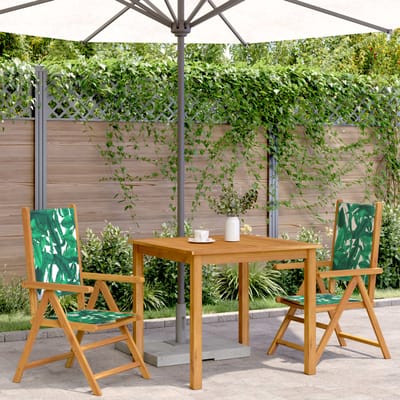 vidaXL - Inklapbare - stoelen - 2 - st - bladpatroon - massief - acaciahout - en - stof