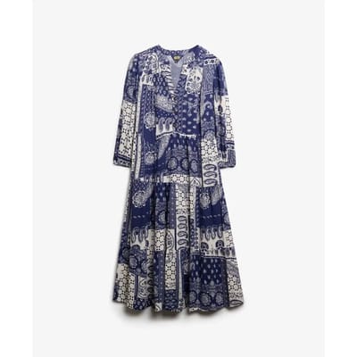 Superdry - Geweven midi-jurk in laagjes - Dames - Jurken