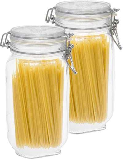 Weckpot/inmaakpot/voorraadpot - 2x - glas - 1,5 liter - met beugelsluiting - voedsel/keuken